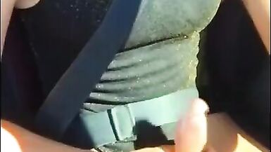 Horny Ladyboy wanking and driving to unknown destination - 4 image