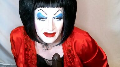 Heavy Makeup Slut Debra Pleases Daddy by Sucking BBC Dildo - 1 image