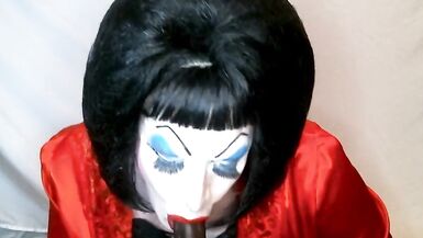 Heavy Makeup Slut Debra Pleases Daddy by Sucking BBC Dildo