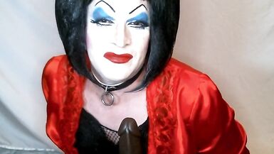 Heavy Makeup Slut Debra Pleases Daddy by Sucking BBC Dildo - 3 image