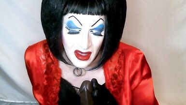 Heavy Makeup Slut Debra Pleases Daddy by Sucking BBC Dildo - 4 image