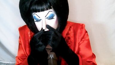 Heavy Makeup Slut Debra Pleases Daddy by Sucking BBC Dildo - 6 image