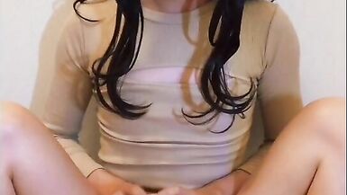 Japanese Crossdresser fleshlight and handjob masturbation