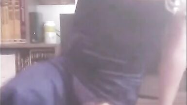 Sissy Anna Rios in sexy white garment plays with her big cock and tastes  cum - 2 image