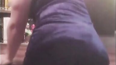 Sissy Anna Rios in sexy white garment plays with her big cock and tastes  cum - 5 image