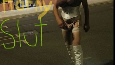 DeeDee Out for A Walk in White Boots Hoping to Hookup - 1 image