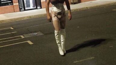 DeeDee Out for A Walk in White Boots Hoping to Hookup - 15 image