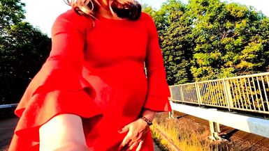 crossdresser kellycd masturbating on her car drive out in the countryside - 12 image
