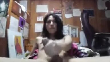 super wanker Ladyboy masturbate very hard her cock and cum a lot - 10 image