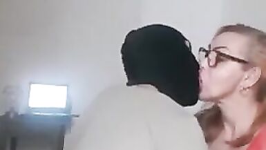 Redhead mature French TS in stockings uses her bottom boy