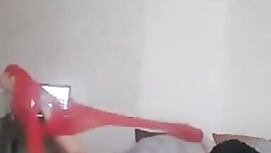 Redhead mature French TS in stockings uses her bottom boy - 6 image