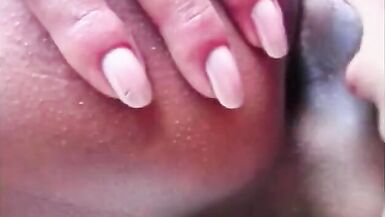 Chocolate tranny Luciana with big keyster likes when white blonde chick Bruna Spynella licking her ass before she banges - 7 image