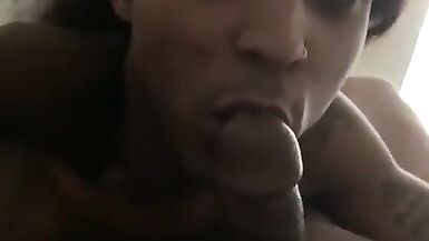 Lightskin trans eating my dick up - 3 image