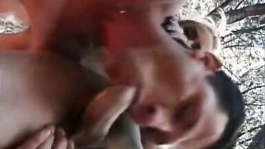 Inexperienced blonde tranny Claudia Hunter in red latex jackboots enjoys getting her butt nailed in the forest - 7 image