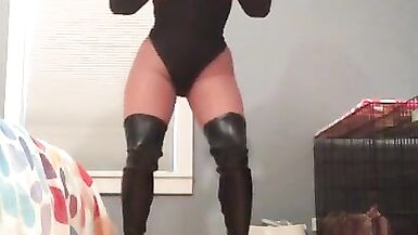 Melanie's Boots (female mask, heels, pantyhose, crossdressing, boots, high heels and bodysuit) - 4 image