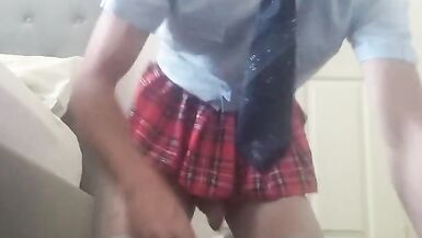 SISSY SCHOOLGIRL FUCKING her TIGHT hole with a bottle - 3 image