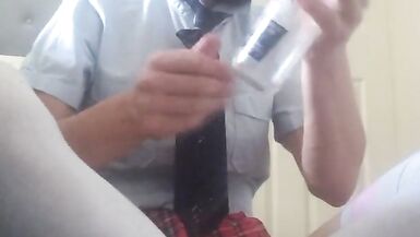 SISSY SCHOOLGIRL FUCKING her TIGHT hole with a bottle - 6 image