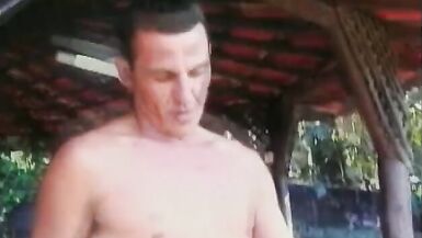 Pretty inexperienced brunette t-girl enjoys fucking in conga-line in threesome action outdoors - 12 image