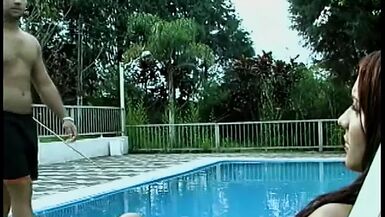 Stud gets ass waxed after getting BJ and fucking hot tranny ass on the patio chair - 1 image