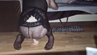 Trans sissy boy rides a big dildo into her slutty hole - 14 image