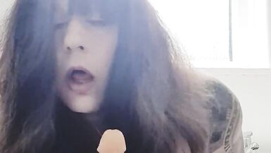 British sissy slut Lana Lang riding, sucking and cumming - 7 image