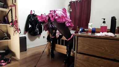 Sissy Maid Strappado Self Bondage - 4 image