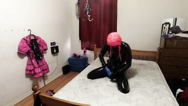 sissy maid self bondage spiked chastity cage - 12 image