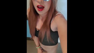 Sissy slut Bess walks outside her condo bottomless to play with herself - 1 image