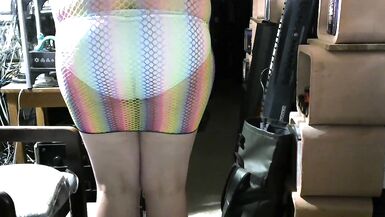 fishnet rainbow dress twerking chubby ass and nice big tits hrt - 15 image