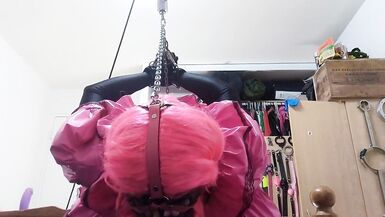 Sissy Maid Strappado ReDone with larger dildo,weights and more straps - 12 image