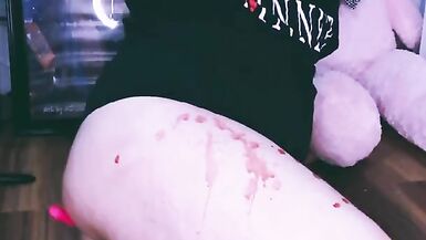 FTM Pup Self Spanking, Candle Wax, Anal Vibe, Whimpering