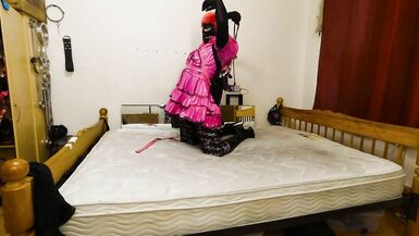 Sissy Maid Strict Armbinder Hogtie - 4 image