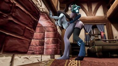 Shemale Demon Fuck Pregnant Elf in front of the Fireplace - 15 image