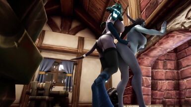 Shemale Demon Fuck Pregnant Elf in front of the Fireplace - 5 image