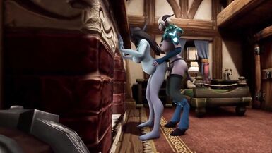 Shemale Demon Fuck Pregnant Elf in front of the Fireplace - 8 image