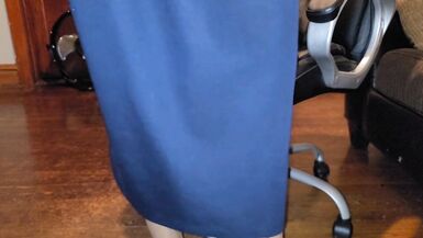 Long blue lined office skirt - 13 image