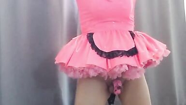 Sissy Maid Candy locked onto her dildo post again - 6 image
