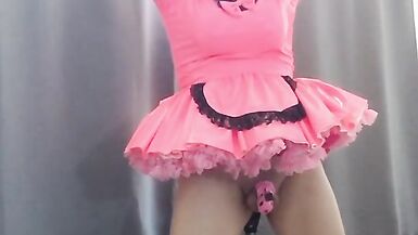 Sissy Maid Candy locked onto her dildo post again - 7 image