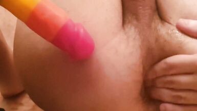 Sissy anal fun in bathroom - 7 image