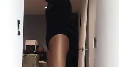 Sabine's sexy curves (trans, crossdressing, transformation, pantyhose, female mask) - 12 image