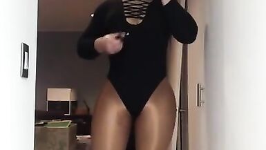 Sabine's sexy curves (trans, crossdressing, transformation, pantyhose, female mask) - 9 image