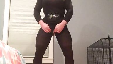 Raquel's rubber pussy (trans, crossdress, female mask, fetish, skirt, pantyhose, kinky, encasement) - 9 image