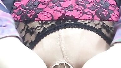 Naughty Nadia (trans, crossdressing, feminization, transformation, female mask, garters, high heels) - 12 image