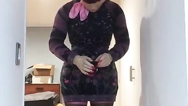 Naughty Nadia (trans, crossdressing, feminization, transformation, female mask, garters, high heels) - 4 image