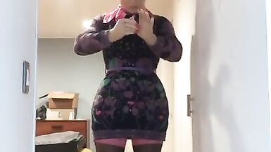 Naughty Nadia (trans, crossdressing, feminization, transformation, female mask, garters, high heels) - 5 image