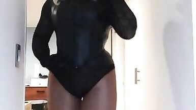 Alex's dildo play (trans, crossdress, fetish, corset, pantyhose, high heels, female mask, leather) - 11 image