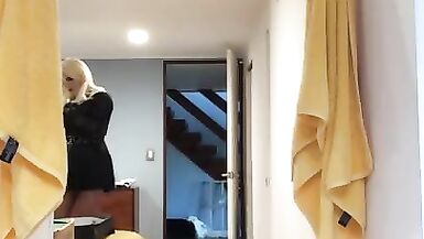 Alex's dildo play (trans, crossdress, fetish, corset, pantyhose, high heels, female mask, leather) - 3 image