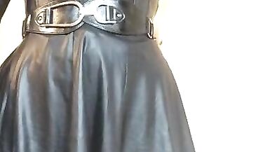 Alex's dildo play (trans, crossdress, fetish, corset, pantyhose, high heels, female mask, leather) - 4 image