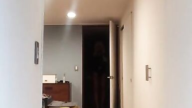 Blair's striptease (trans, crossdress, strip, female mask, wig, pantyhose, tight dress, mask, heels) - 15 image