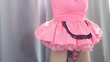 Sissy Candy locked on her dildo stand again - 3 image